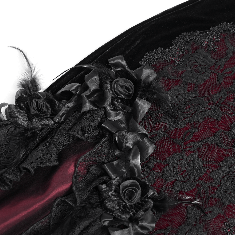 Gothic Velvet and Lace High-Low Dress with Cross Pendant - image 9