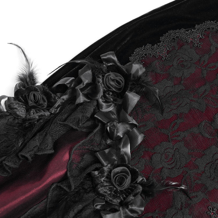 Gothic Velvet and Lace High-Low Dress with Cross Pendant - image 9