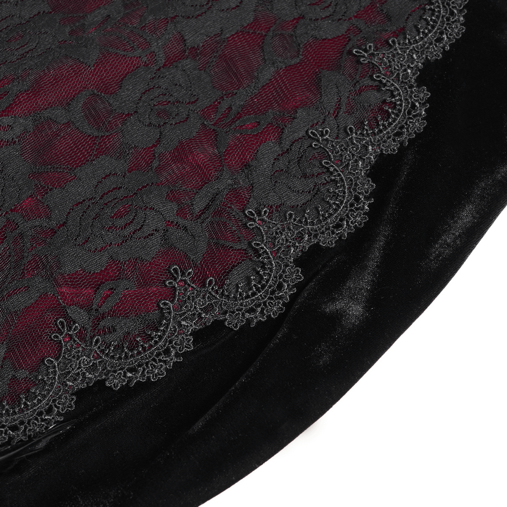 Gothic Velvet and Lace High-Low Dress with Cross Pendant - image 10