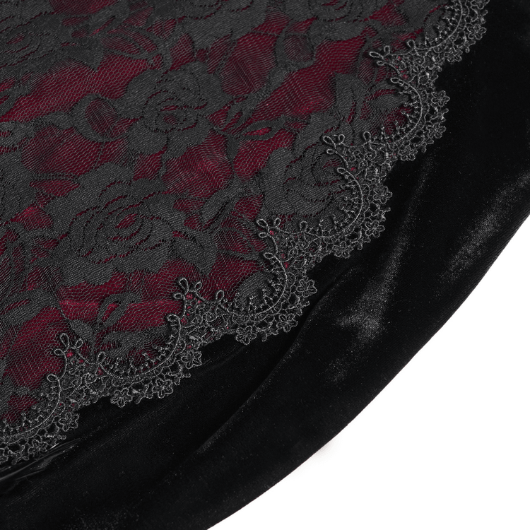 Gothic Velvet and Lace High-Low Dress with Cross Pendant - image 10