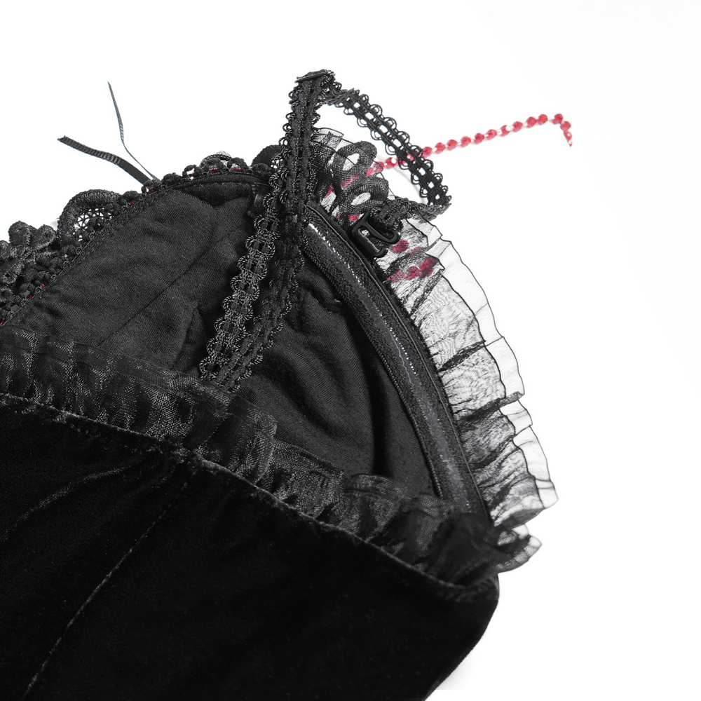 Gothic Velvet and Lace High-Low Dress with Cross Pendant - image 11