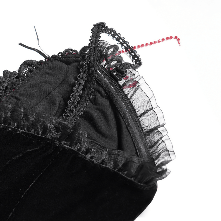Gothic Velvet and Lace High-Low Dress with Cross Pendant - image 11