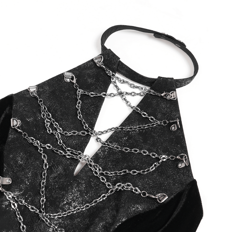 Gothic Velvet Chain Maxi Dress with Halter Neckline - image 8