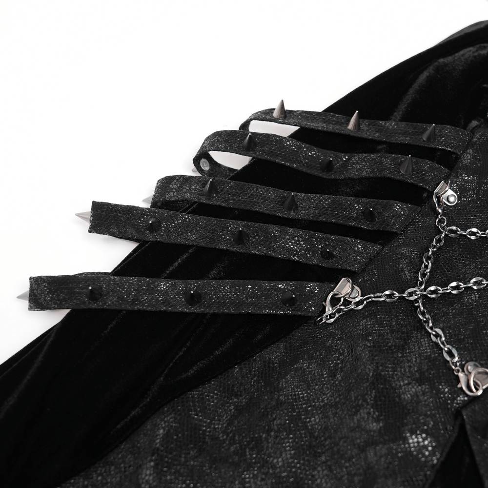 Gothic Velvet Chain Maxi Dress with Halter Neckline - image 9