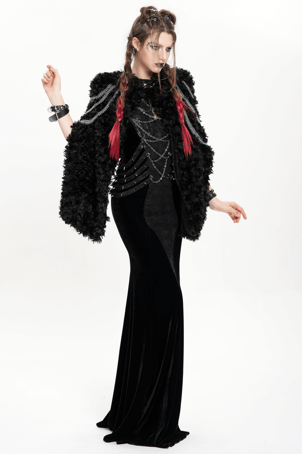 Gothic Velvet Chain Maxi Dress with Halter Neckline - image 17