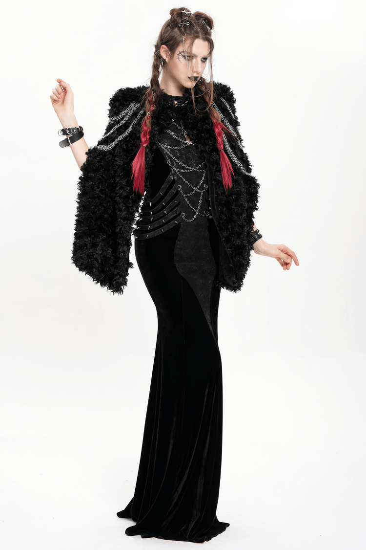 Gothic Velvet Chain Maxi Dress with Halter Neckline - image 17