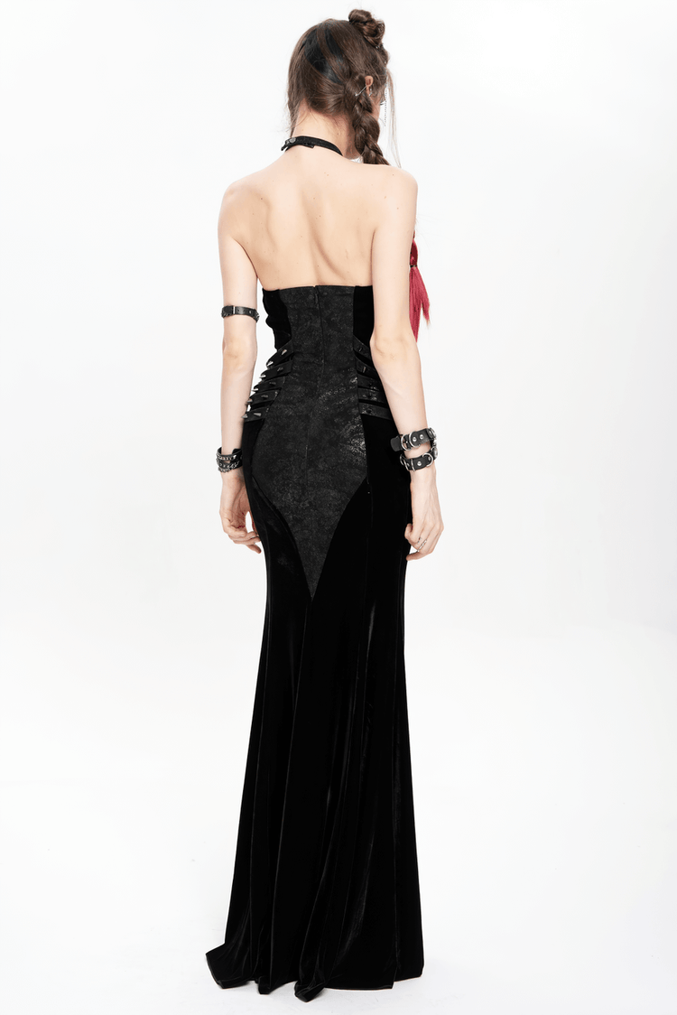 US SALE of Gothic Velvet Chain Maxi Dress with Halter Neckline - image 17