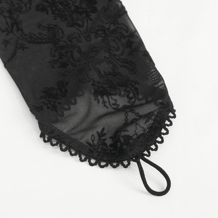 Gothic Velvet Dress with Floral Embroidery on Chest and Flared Sleeves - image 6