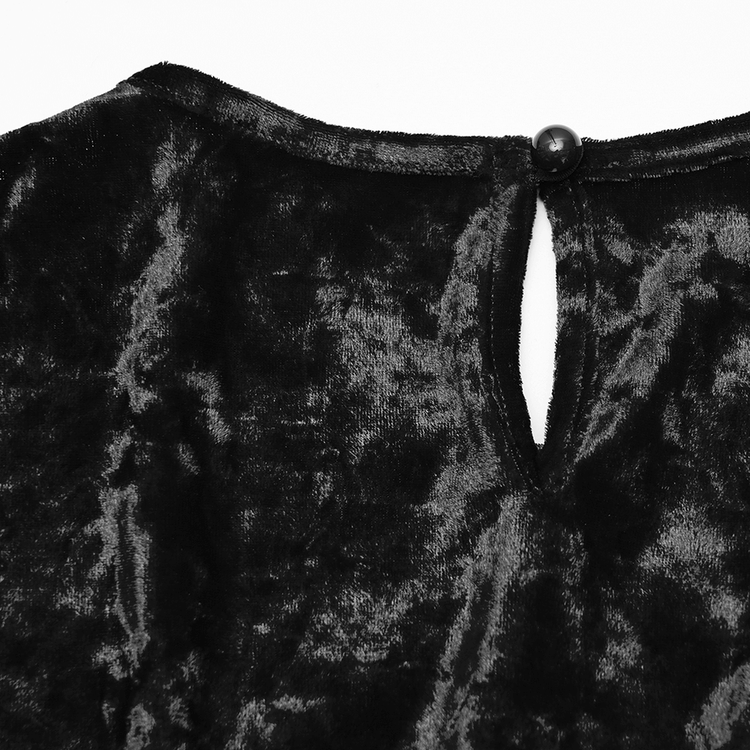 Gothic Velvet Lace Mini Dress with Lantern Sleeves - image 9