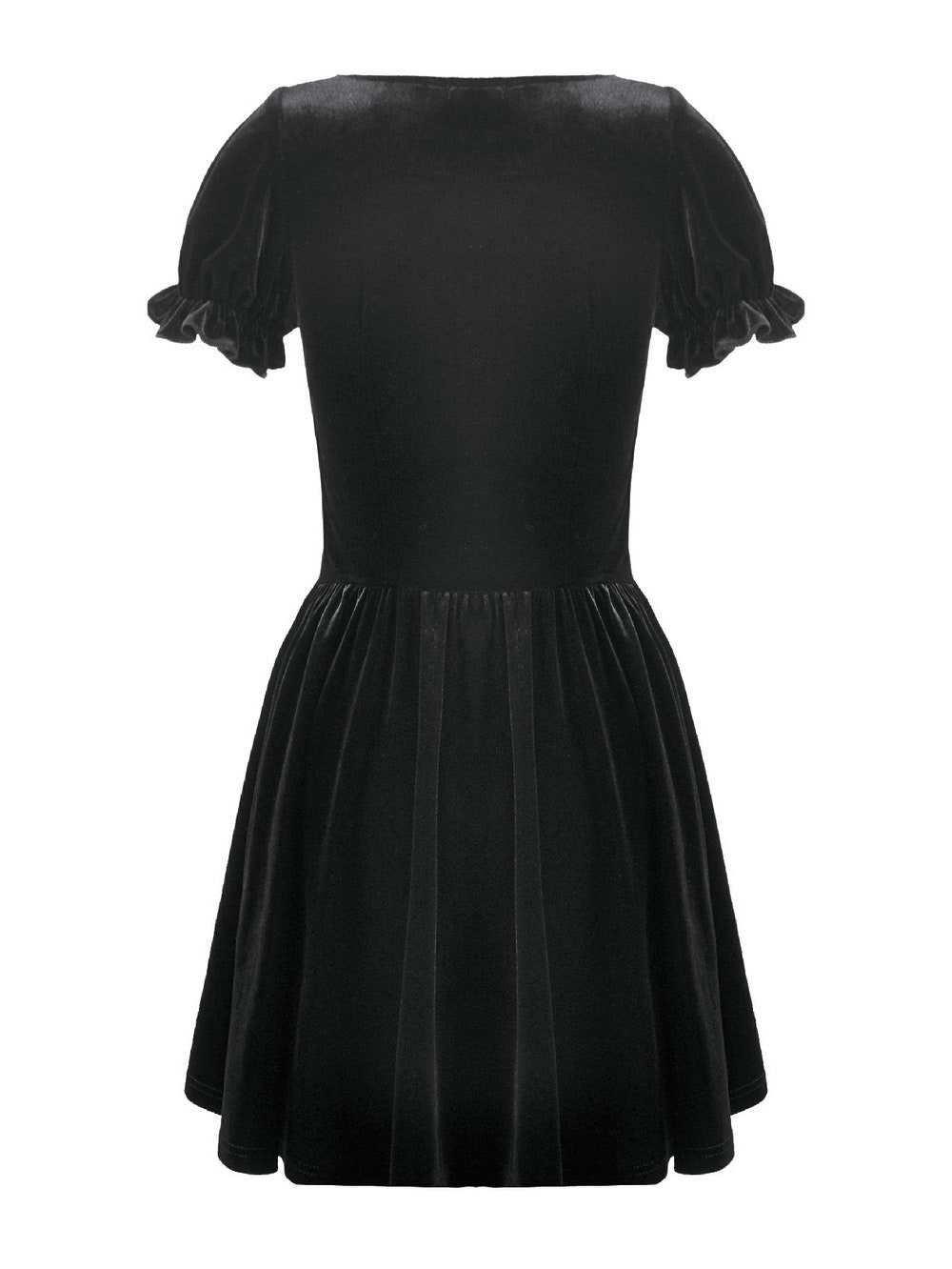 Gothicのビロードは女性のためのパフの袖の小型服をひもで締めます 商品画像