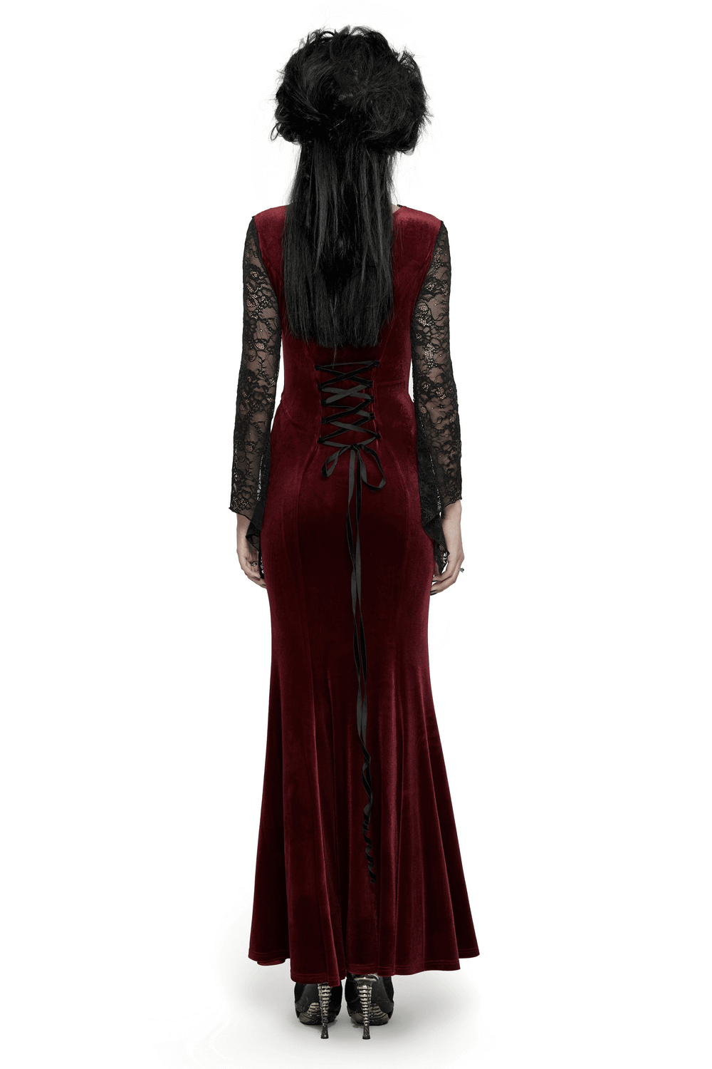 Gothic Velvet Mermaid Dress with Lace Detailing - image 2