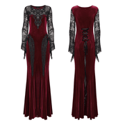 Gothic Velvet Mermaid Dress with Lace Detailing - image 3