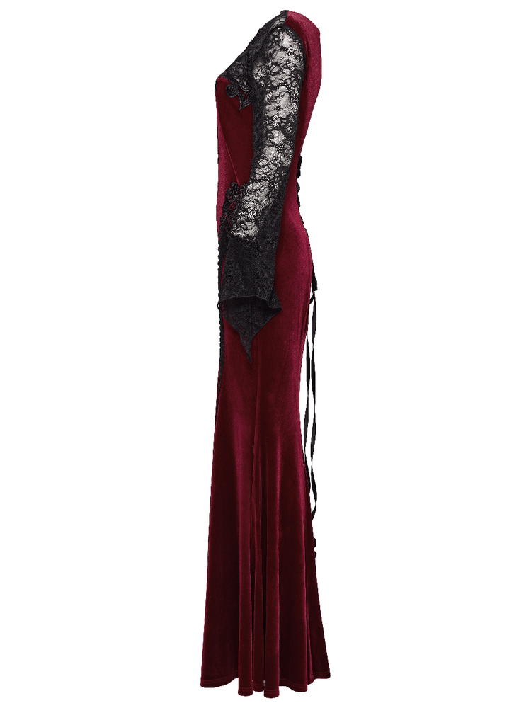 Gothic Velvet Mermaid Dress with Lace Detailing - image 5