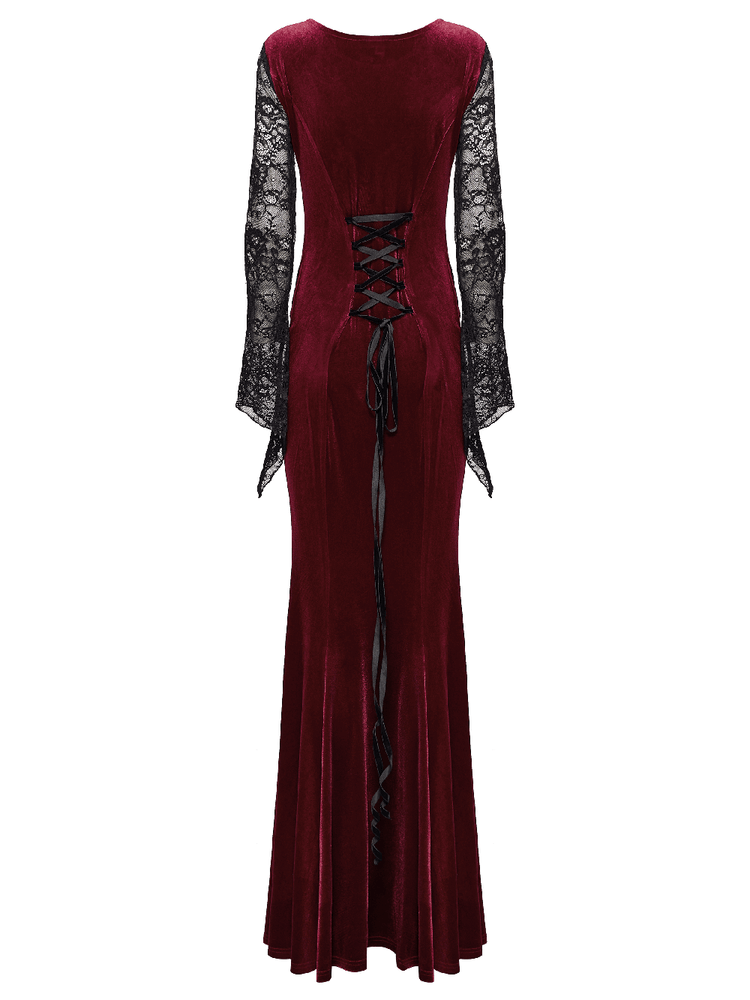 Gothic Velvet Mermaid Dress with Lace Detailing - image 6