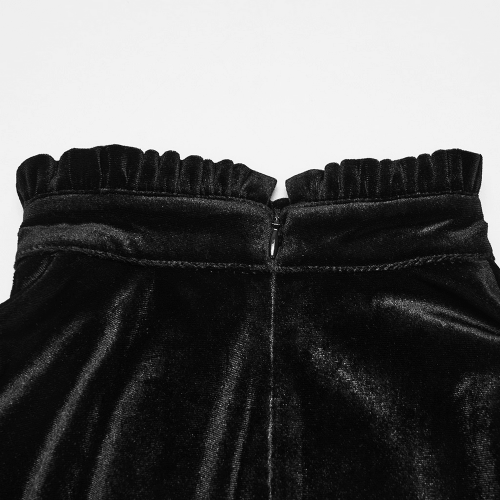 Gothic Velvet Mini Dress with Cathedral Embroidery - image 7