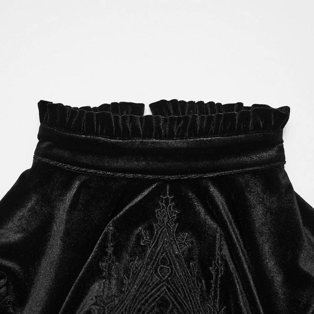 Gothic Velvet Mini Dress with Cathedral Embroidery - image 8