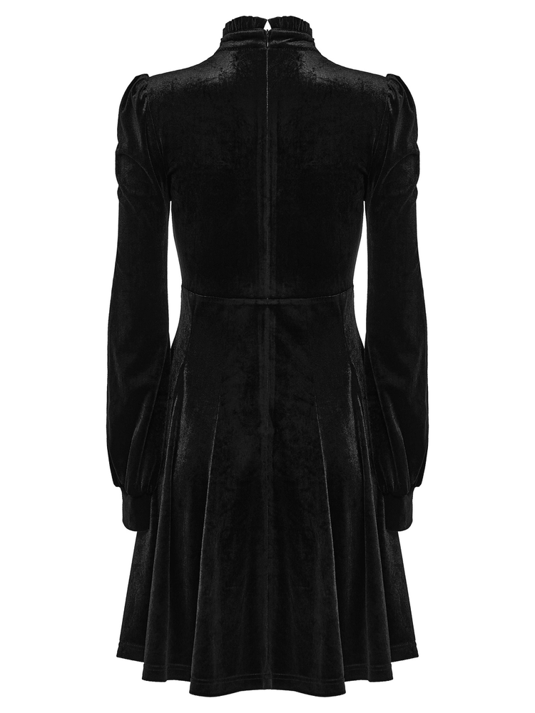 Gothic Velvet Mini Dress with Cathedral Embroidery - image 6