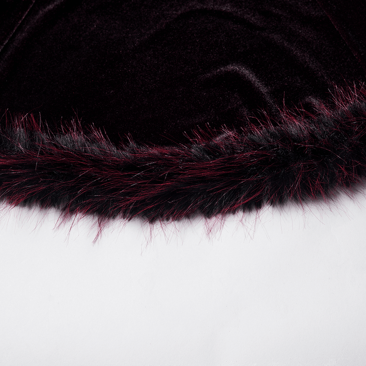 Gothic Velvet Mini Dress with Feather Trim and Zipper - image 7