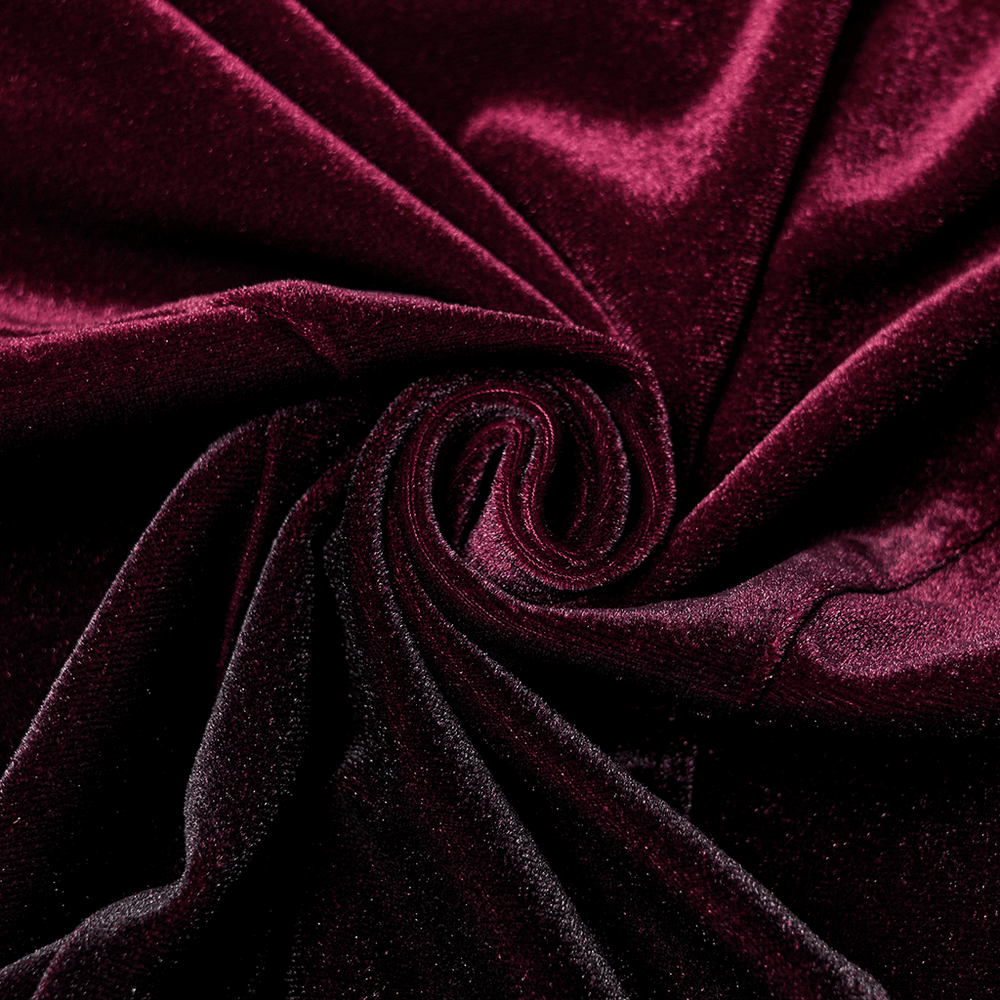 Gothic Velvet Mini Dress with Feather Trim and Zipper - image 8