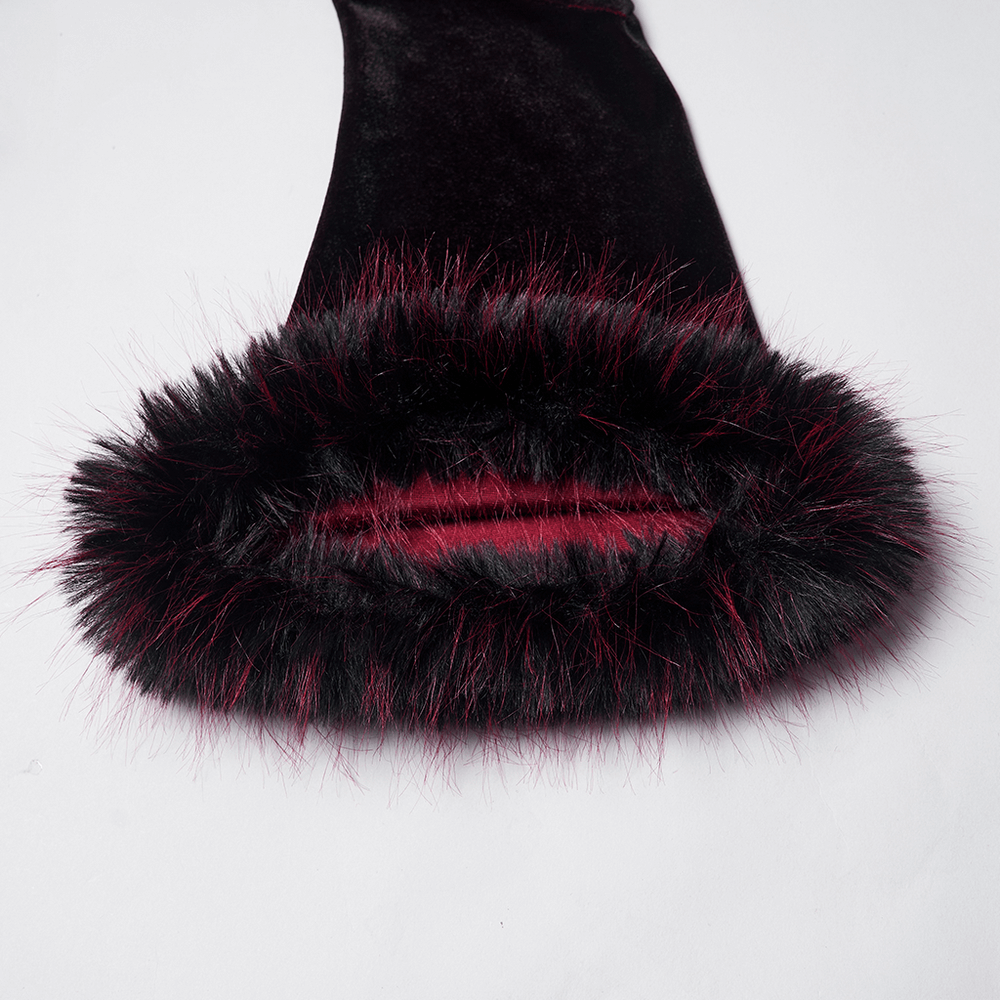 Gothic Velvet Mini Dress with Feather Trim and Zipper - image 9