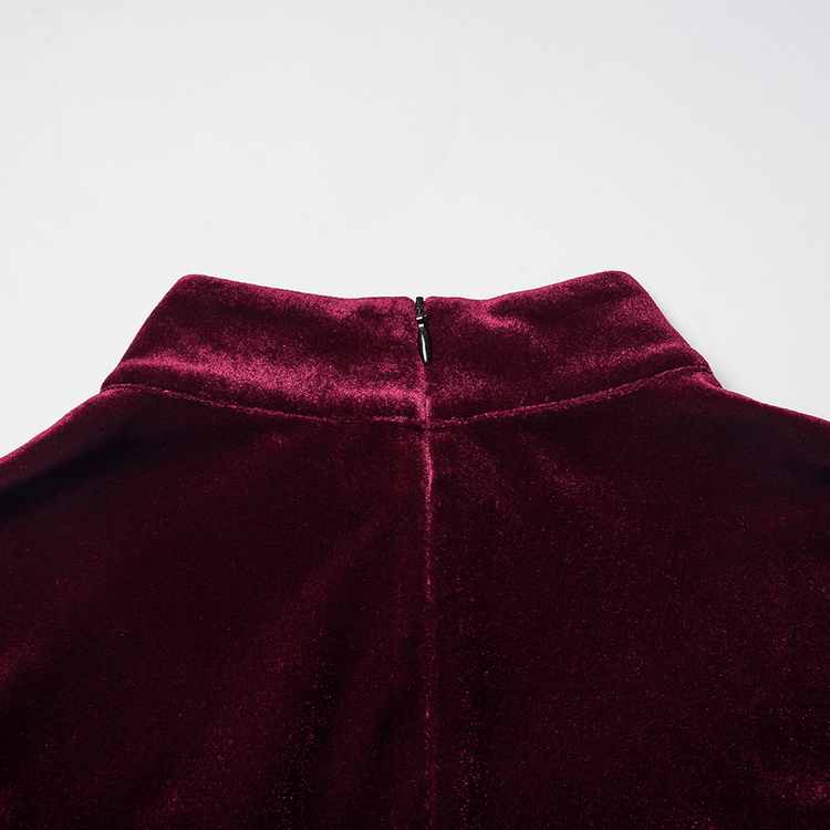 Gothic Velvet Mini Dress with Feather Trim and Zipper - image 10