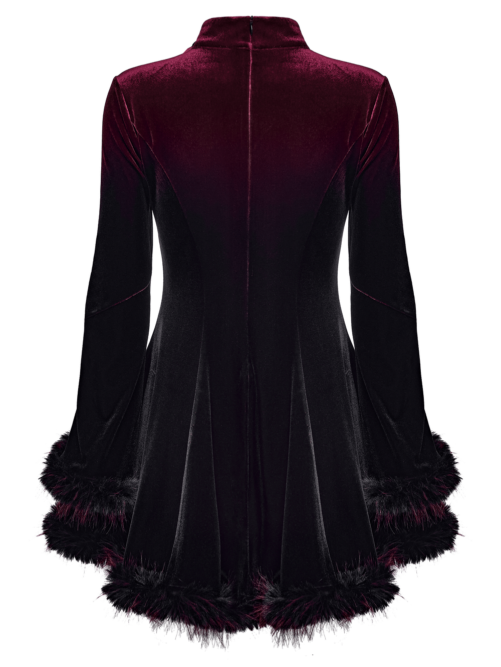 Gothic Velvet Mini Dress with Feather Trim and Zipper - image 6