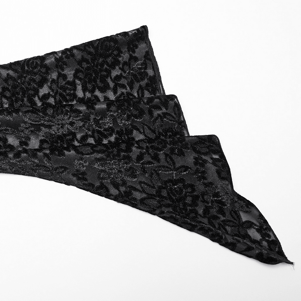 Gothic Velvet Off-Shoulder Dress with Floral Mesh Lace - image 7