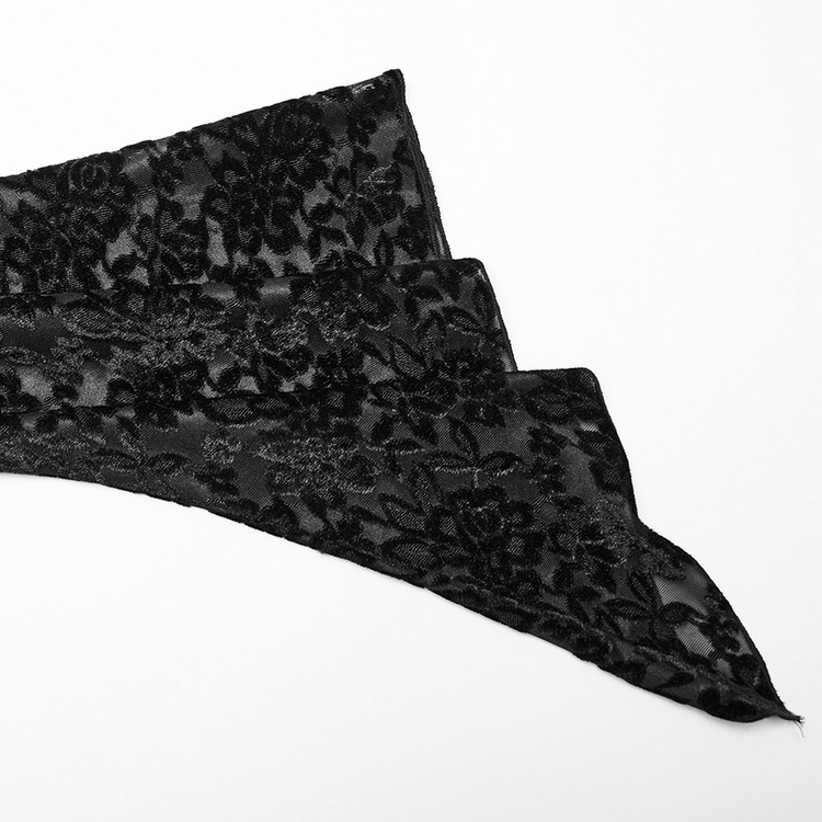 Gothic Velvet Off-Shoulder Dress with Floral Mesh Lace - image 7