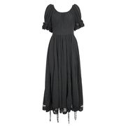 Gothic Victorian Lace-Up Dress with Puff Sleeves - image 5