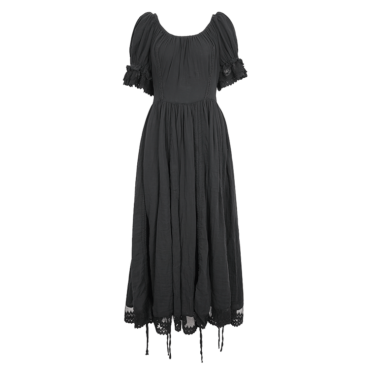 Gothic Victorian Lace-Up Dress with Puff Sleeves - image 5