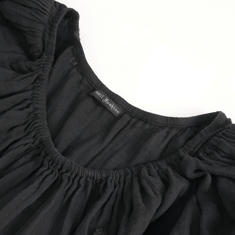 Gothic Victorian Lace-Up Dress with Puff Sleeves - image 7
