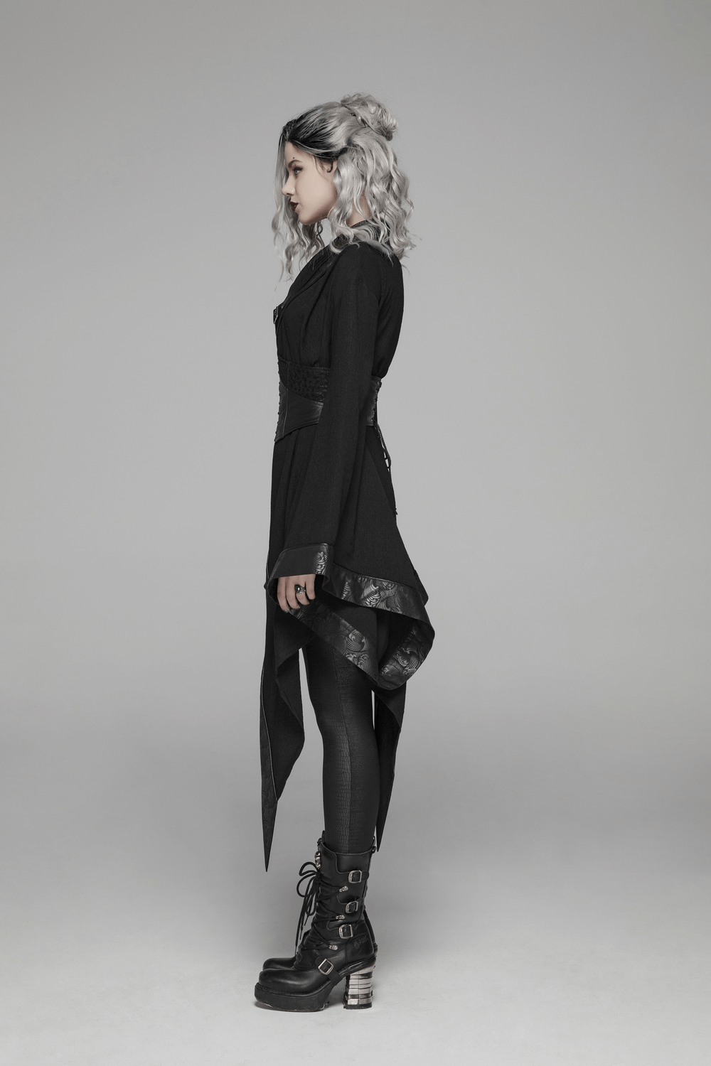 Gothic Wave Print Women's Kimono with Corset Detail - image 13