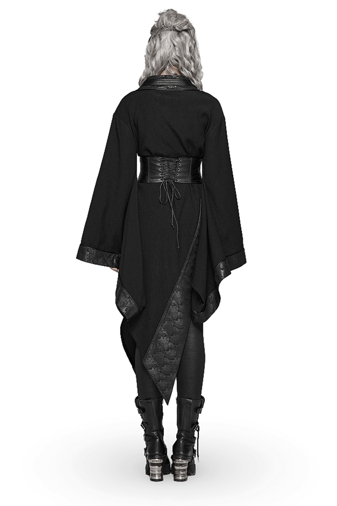 Gothic Wave Print Women's Kimono with Corset Detail - image 2