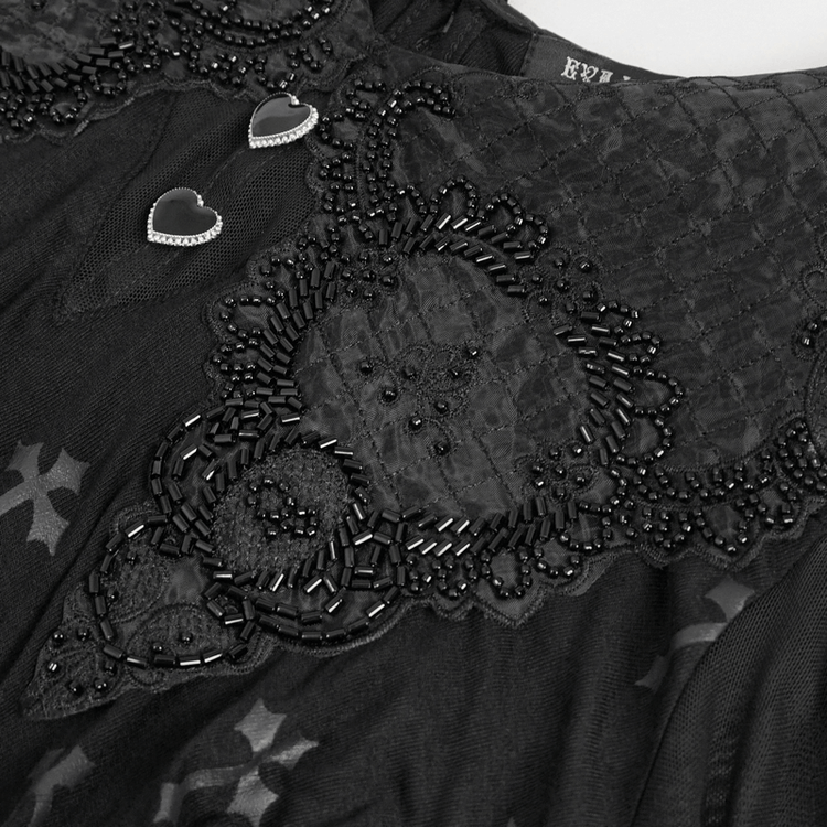 Gothic Women's Off Shoulder Cross Printed Dress / Elegant Ladies Asymmetric Dresses - image 13