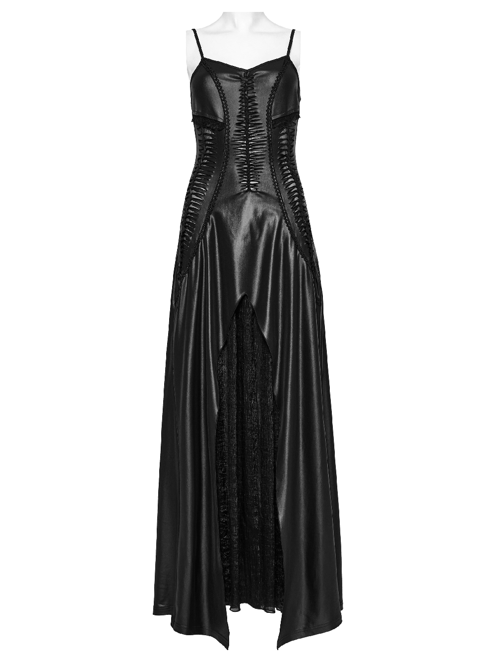 Gothic Women's Lace-Up Back Long Dress with Straps - image 4