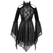 Gothic Women's Off-Shoulder Velvet Dress With Trumpet Sleeves - image 3