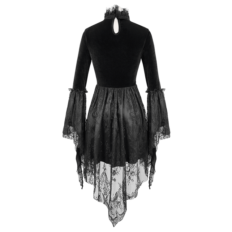 Gothic Women's Off-Shoulder Velvet Dress With Trumpet Sleeves - image 5