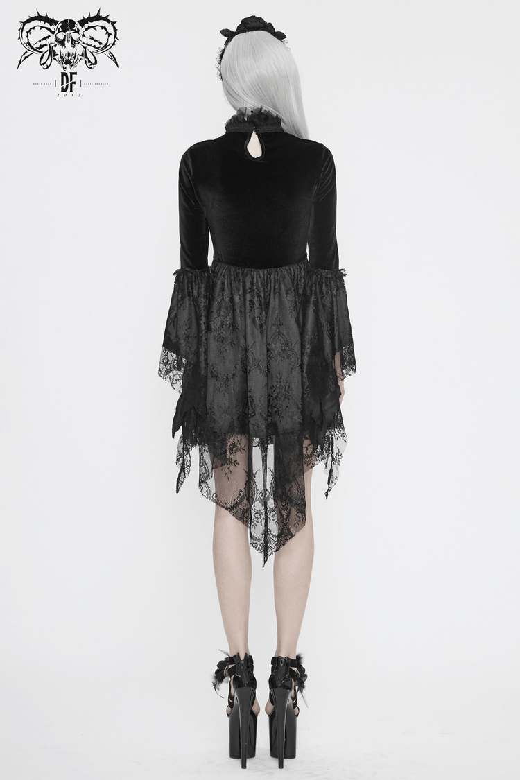 Gothic Women's Off-Shoulder Velvet Dress With Trumpet Sleeves - image 19