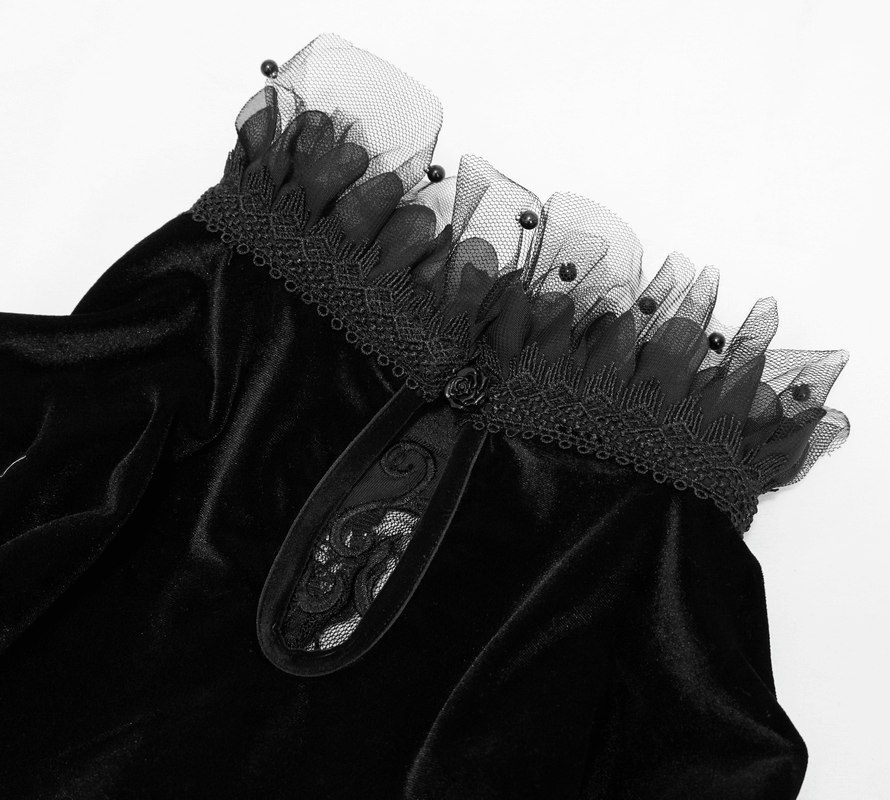 Gothic Women's Off-Shoulder Velvet Dress With Trumpet Sleeves - image 7