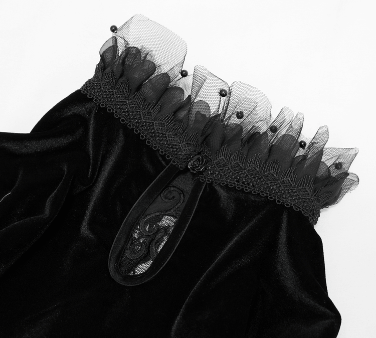 Gothic Women's Off-Shoulder Velvet Dress With Trumpet Sleeves - image 7