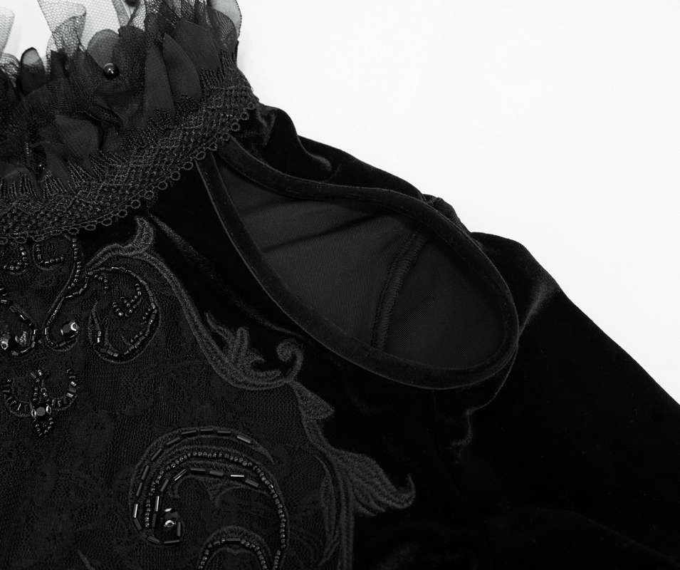 Gothic Women's Off-Shoulder Velvet Dress With Trumpet Sleeves - image 8