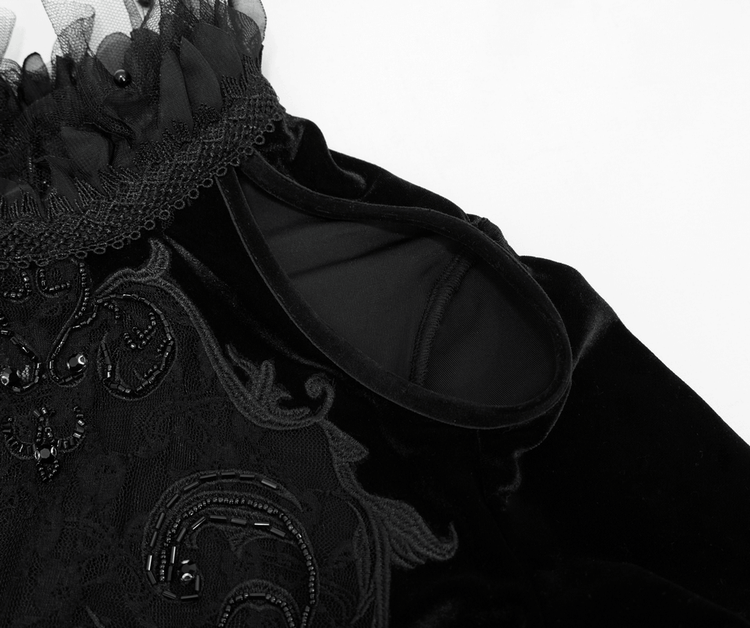 Gothic Women's Off-Shoulder Velvet Dress With Trumpet Sleeves - image 8