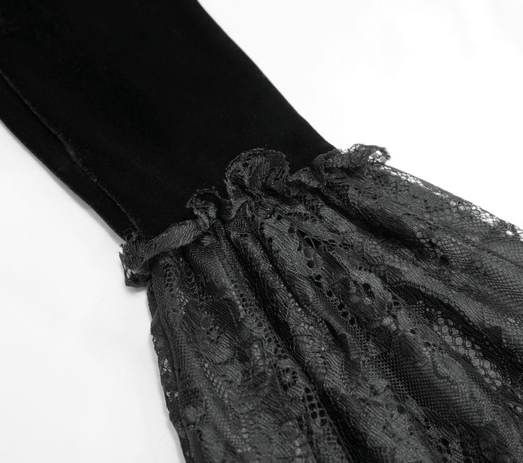 Gothic Women's Off-Shoulder Velvet Dress With Trumpet Sleeves - image 9