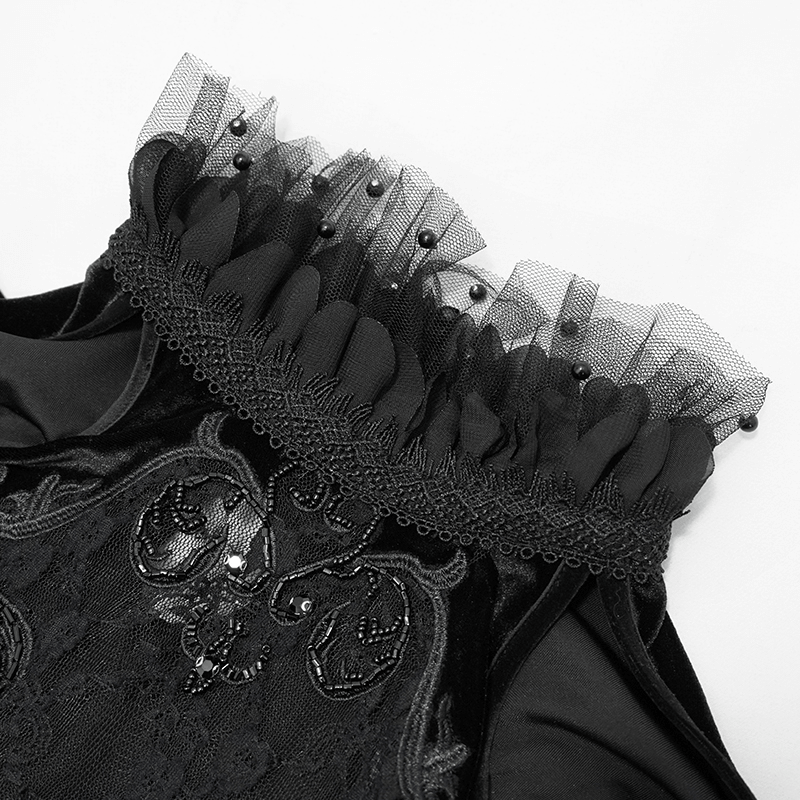 Gothic Women's Off-Shoulder Velvet Dress With Trumpet Sleeves - image 6