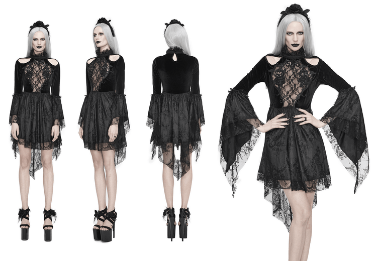Gothic Women's Off-Shoulder Velvet Dress With Trumpet Sleeves - image 20