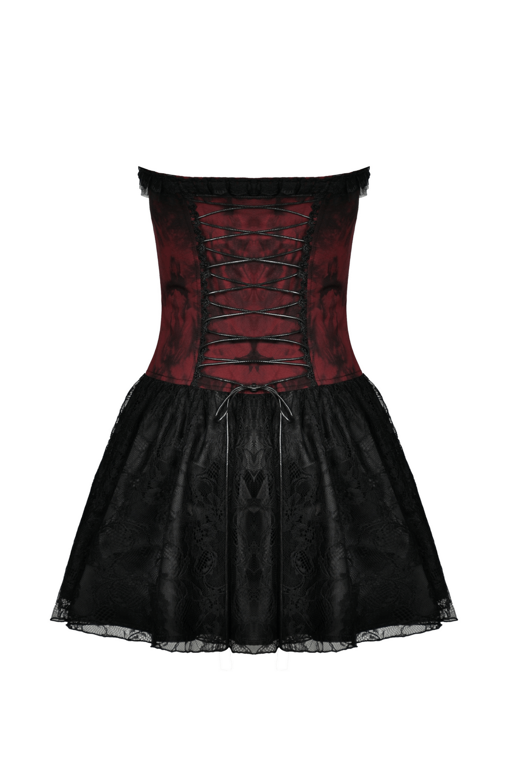 Gothic Zip Lace Corset Dress with Flared Skirt and Lace-Up - image 5