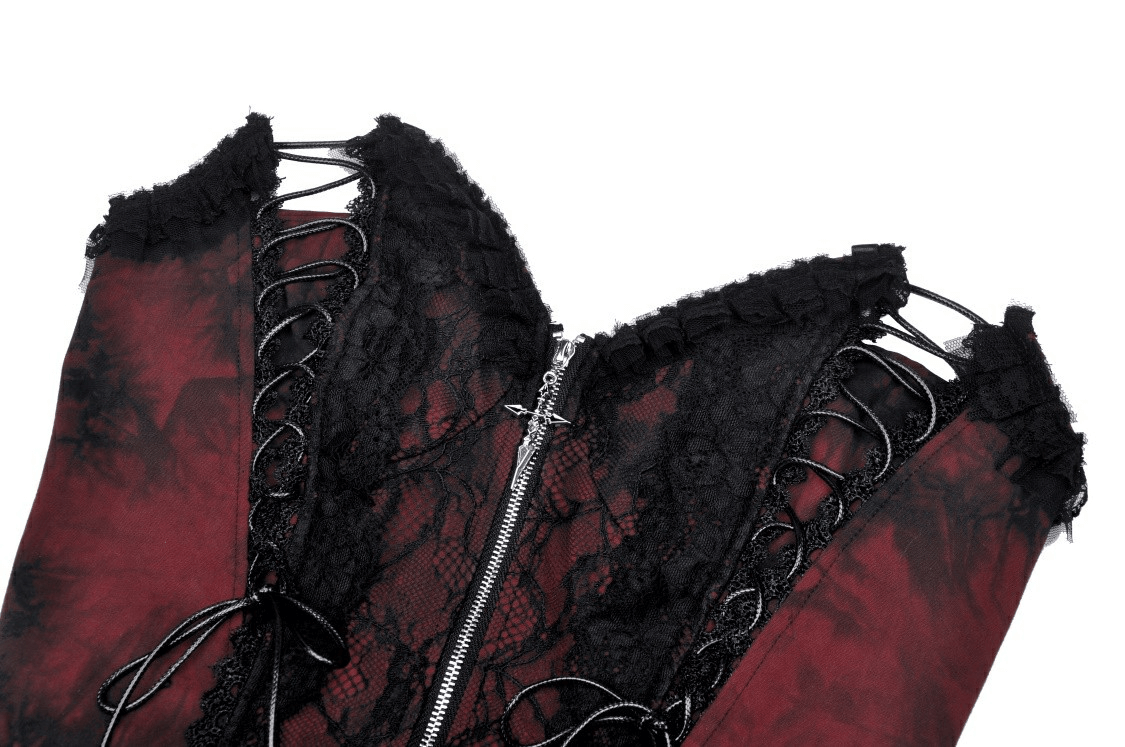 Gothic Zip Lace Corset Dress with Flared Skirt and Lace-Up - image 6