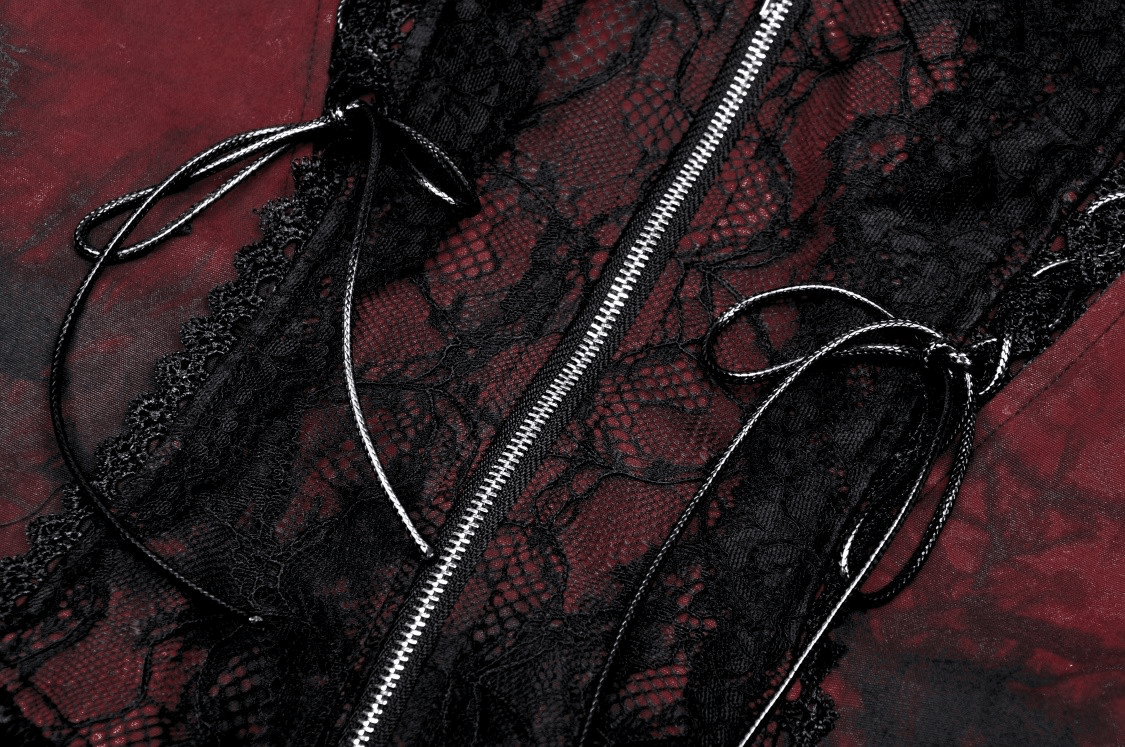 Gothic Zip Lace Corset Dress with Flared Skirt and Lace-Up - image 8
