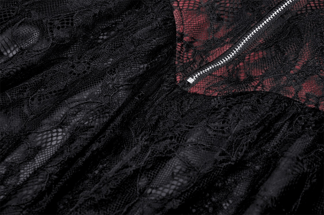 Gothic Zip Lace Corset Dress with Flared Skirt and Lace-Up - image 9