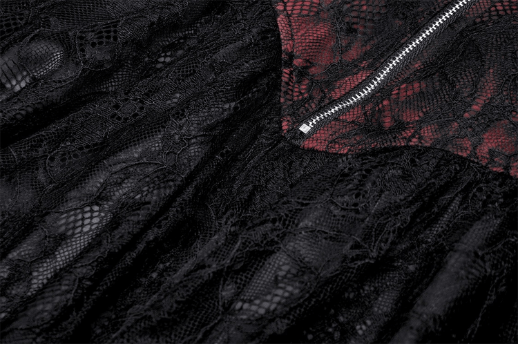 Gothic Zip Lace Corset Dress with Flared Skirt and Lace-Up - image 9